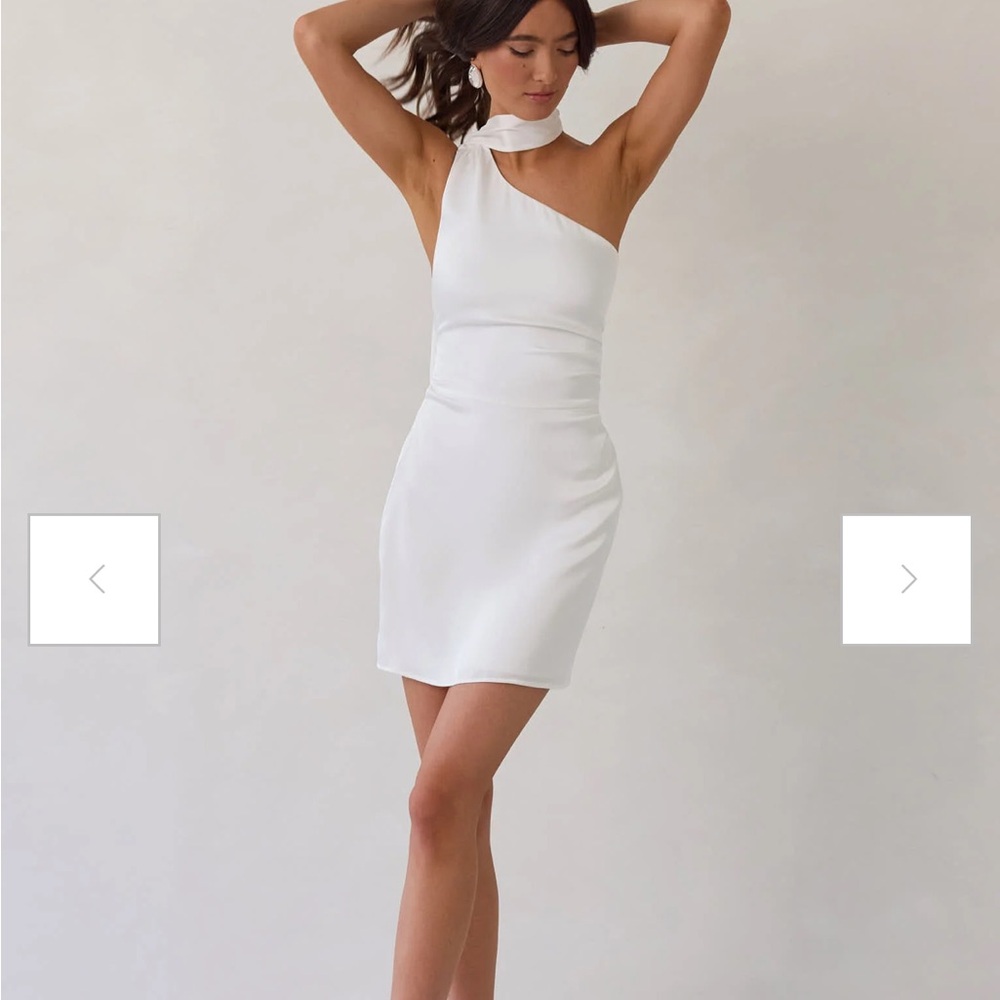 Park & Fifth White One-Shoulder Mini Dress